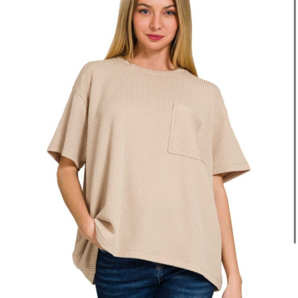 zenana pocket top in sand